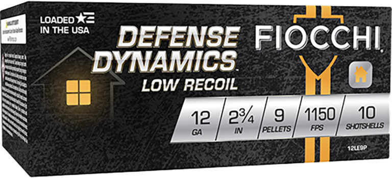 Fiocchi 12LE9P Defense Dynamics Low Recoil 12Gauge 2.75" 1Buck Shot 10 Per Box/25 Case