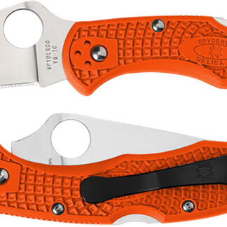 Spyderco C11FPOR Delica 4 Lightweight 2.88" Folding Plain Satin VG-10 SS Blade/Orange Bi-Directional Texturing FRN Handle Includes Pocket Clip