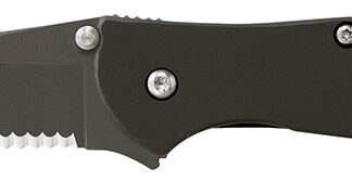 Kershaw 1660CKTST Leek  3" Folding Modified Drop Point Part Serrated Black DLC 14C28N Steel Blade Black DLC 410 Stainless Steel Handle Includes Pocket Clip