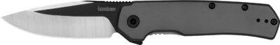 Kershaw 1411 Thermal  EDC 2.95″ Folding Drop Point Plain Black Oxide w/Satin Grinds 8Cr13MoV SS Blade, Gray PVD Stainless Steel Handle, Includes Pocket Clip