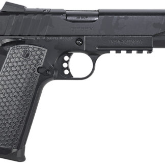 Girsan 391159 MC1911 S Influencer Full Size 38 Super 9+1 5" Black Steel Barrel, Black Camo Optic Ready/Serrated Steel Slide & Frame w/Picatinny Rail & Beavertail, Black Polymer Grip