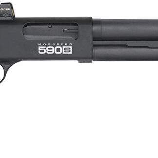 Mossberg 51606 590S w/Optic Compact 12 Gauge Pump 3" 5+1 18.50" Matte Blued Steel Barrel, Drilled & Tapped Receiver, MOE Forend, Gray Magpul SGA Adj Stock Synthetic Stock, Holosun Micro Dot