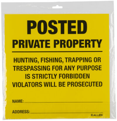 ALLEN 15824 POSTED NO TRESPASSING SIGN 12 PK