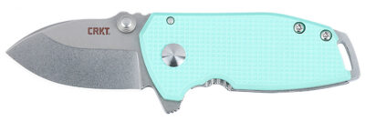 CRKT 2485B SQUID Compact 1.75″ Folding Drop Point Plain Stonewashed D2 Steel Blade, Blue G10/SS Handle