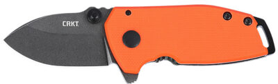 CRKT 2486 SQUID Compact 1.75″ Folding Drop Point Plain Stonewashed D2 Steel Blade, Blaze Orange G10/SS Handle