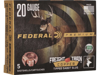 FREIGHT TRAIN COPPER SABOT SLUG 20 GAUGE SHOTGUN AMMO FREIGHT TRAIN 20 GAUGE 3'' 275GR COPPER TIP SABOT SLUG 5/BOX