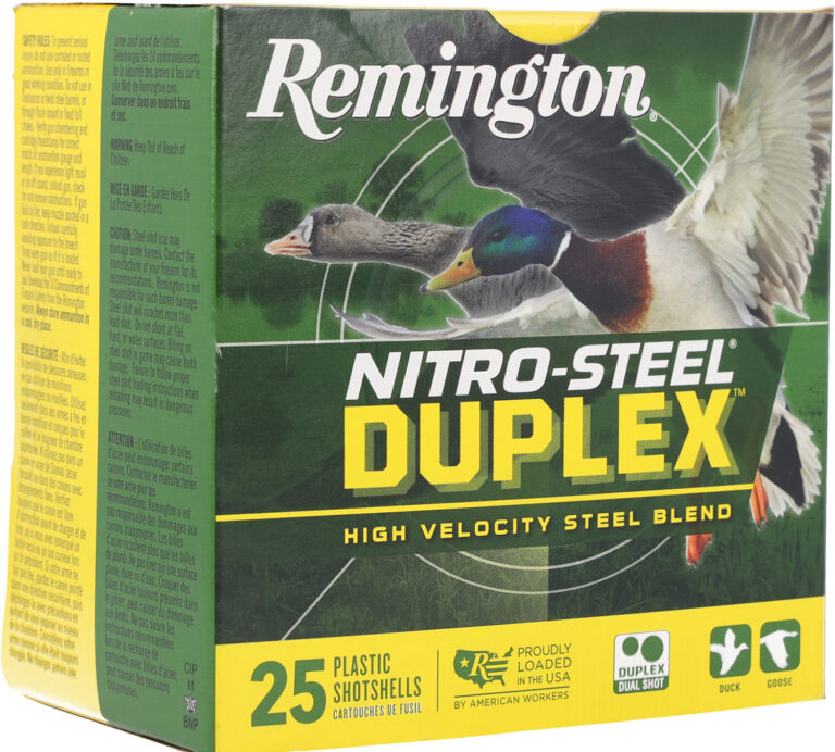 NITRO-STEEL DUPLEX 12 GAUGE SHOTGUN AMMO NITRO STEEL DUPLEX 12 GAUGE 3'' 1-1/4OZ BB & #4 SHOT 25/BOX