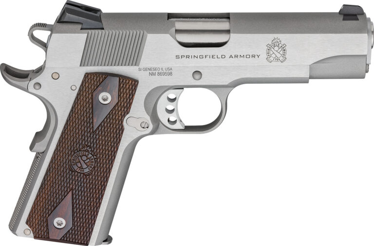 Springfield Armory PX9418S 1911 Garrison 45 ACP 7+1 4.25" Stainless Match Grade Barrel, Serrated Stainless Steel Slide & Frame w/Beavertail, Thinline Wood Grip