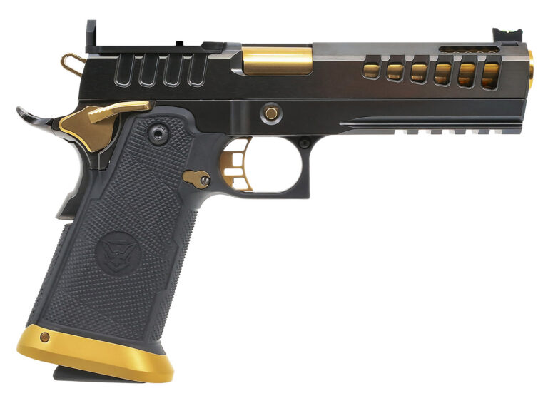 Watchtower Demolitia 1911DS - 25 ACP, Black and Gold Ported Barrel, 9", Single Shot, Core Package