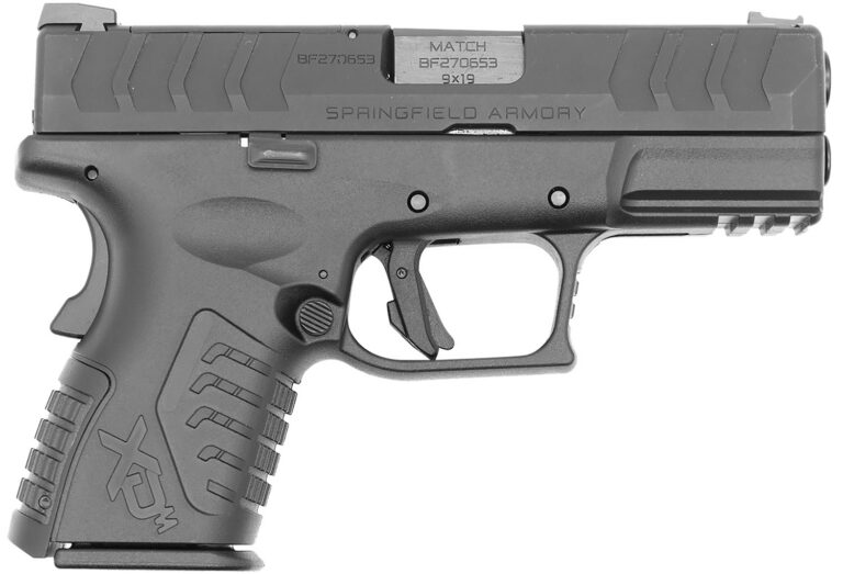 Springfield Armory XDME9389CBOSPCA XD-M Elite OSP *CA Compliant Compact 9mm Luger 10+1 3.80" Black Melonite Match Grade Barrel, Black Cerakote Optic Ready/Serrated Steel Slide & Polymer Frame w/Picatinny Rail, Adaptive Texture Grip, Ambidextrous