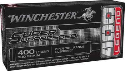 SUPER SUPPRESSED 400 LEGEND RIFLE AMMO SUPPER SUPPRESSED 400 LEGEND 300GR FMJ OPEN-TIP 20/BOX