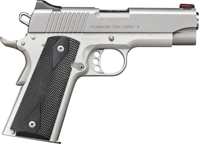 Kimber Mfg.,inc 3200052CA Stainless Pro Carry II (CA) 45 ACP 7+1 4" Stainless Steel Slide Satin Silver Black Synthetic Double Diamond Checkering Grip