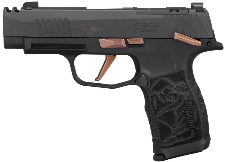 Sig Sauer 365XL9ROSEMSCA P365XL Rose *CA Compliant Full Size Frame 9mm 10+1 3.10" Black Nitron Integrated Compensator/Optic Ready/Serrated Stainless Steel Slide, Black Nitron w/Rose Accents Stainless Steel Frame w/Picatinny Rail, Rose Laser Engraved Grip