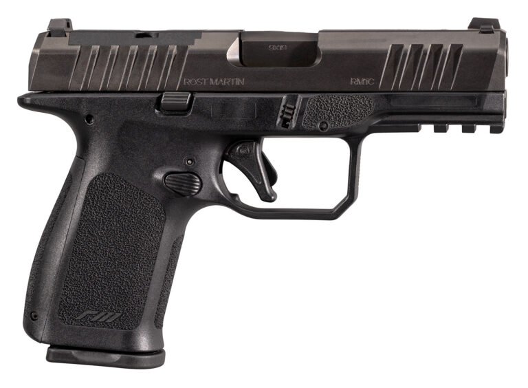 Rost Martin RM1CBLKOSP10CA RM1C *CA Compliant 9mm Luger 10+1 4" Black Compensated Match Grade Barrel, Black Tenifer Optic Ready/Serrated Steel Slide, Black Textured Grip