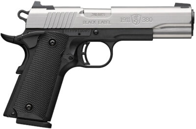 Browning 051118492 1911 Black Label Full Size 380 ACP 8+1 4.25″ Stainless Steel Barrel, Satin Stainless Steel Serrated Slide, Matte Black Polymer Frame, Black Polymer Grip