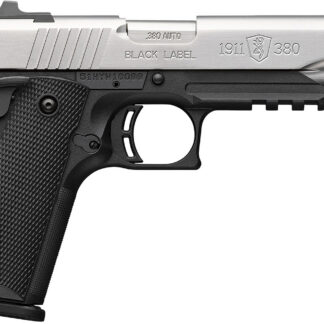 Browning 051120492 1911 Black Label Full Size Frame 380 ACP 8+1 4.25" Stainless Steel Barrel, Satin Stainless Serrated Slide, Matte Black Polymer Frame w/Picatinny Rail, Black Polymer Grip