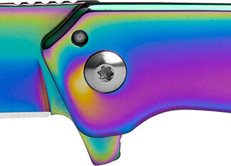 Kershaw 1365RBW Misdirect  3" Folding Reverse Tanto Plain Polished Rainbow PVD 4Cr14 Blade, Polished Rainbow PVD Stainless Steel Handle