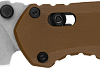 Kershaw 2052 Broadside DuraLock KVT Folding Knife 3.5" D2 Stonewashed Spear Point Blade, Tan G10 Handles, Reversible Clip, AXIS/Crossbar Lock