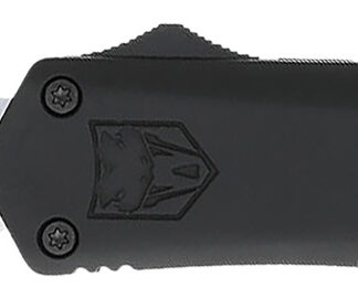 CobraTec Knives MBFS3DNS FS-3  Medium 3" OTF Drop Point Plain D2 Steel Blade, 4.50" Black Aluminum Alloy Handle