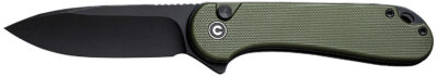 CIVIVI Knives Button Lock Elementum II Flipper Knife 2.96″ Nitro-V Black Stonewashed Drop Point Blade, OD Green G10 Handles – C18062P-3