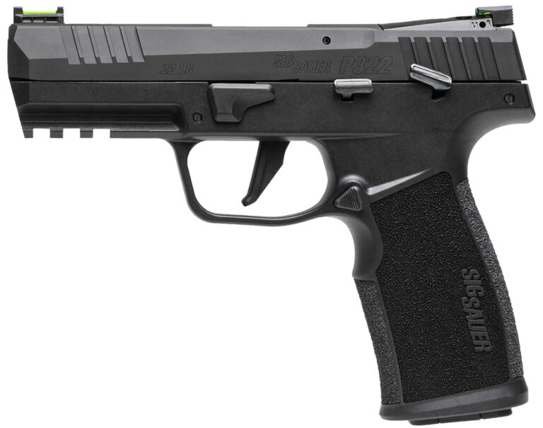 Sig Sauer 322CBASCA P322 *CA Compliant 22 LR 10+1 4" Black Non-Threaded Barrel Black Hard Coat Anodized Optic Ready/Serrated Slide, Black Stainless Steel Frame w/Picatinny Rail, Black Polymer Grip, Ambidextrous