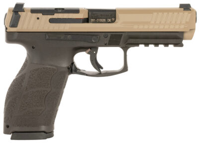 HK 81001197 VP9A1  Full Size Frame 9mm Luger 10+1 4.53" Barrel, Flat Dark Earth Steel Optic Ready/Serrated Slide, Brown Polymer Frame w/Picatinny Rail, Interchangeable Backstrap Grip, Ambidextrous