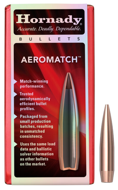 AEROMATCH 30 CAL (0.308”) HOLLOW POINT BOAT TAIL RIFLE BULLETS AEROMATCH 30 CALIBER (0.308”) 168GR HOLLOW POINT BT 100/BOX