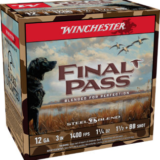 FINAL PASS 12 GAUGE 3” #1.5 & #BB SHOT BLEND SHOTGUN AMMO FINAL PASS 12 GAUGE 3'' 1-1/4OZ #1.5 & #BB SHOT BLEND 25/BOX