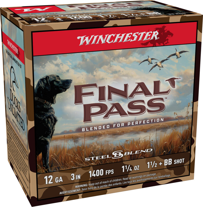 FINAL PASS 12 GAUGE 3” #1.5 & #BB SHOT BLEND SHOTGUN AMMO FINAL PASS 12 GAUGE 3'' 1-1/4OZ #1.5 & #BB SHOT BLEND 25/BOX