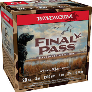 FINAL PASS 20 GAUGE 3” #2.5 & #4 SHOT BLEND SHOTGUN AMMO FINAL PASS 20 GAUGE 3'' 1OZ #2.5 & #4 SHOT BLEND 25/BOX