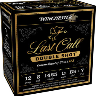 LAST CALL DOUBLE SHOT 12 GAUGE 3” #BB & #7 BLEND SHOTGUN AMMO LAST CALL DOUBLE SHOT 12GA 3'' 1-1/4OZ #BB & #7 SHOT 25/BOX