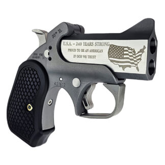 BOND ARMS 30TH XL ANNIVERSARY ENGRAVED ROUGH SERIES 45LC/410 3IN FLAT SIDED STAINLESS STEEL BARREL STAINLESS STEEL FRAME WITH ROUGH SERIES FINISH TRIGGER GUARD AND B6 EXTENDED GRIPS LIMITED EDITION BA30THXL-45LC/410