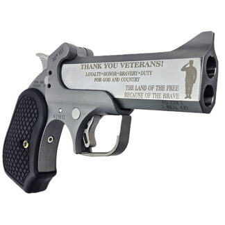BOND ARMS 30TH VET ANNIVERSARY ENGRAVED ROUGH SERIES 45LC/410 4.25IN FLAT SIDED STAINLESS STEEL BARREL STAINLESS STEEL FRAME WITH ROUGH SERIES FINISH TRIGGER GUARD AND B6 EXTENDED GRIPS LIMITED EDITION BA30THVET-45LC/410