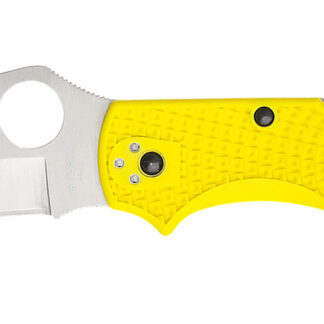 Spyderco C258PYL Stretch 2 XL Lightweight 3.95" Folding Plain Stonewashed H2 Steel Blade, Yellow Bi-Directional Texturing FRN Handle