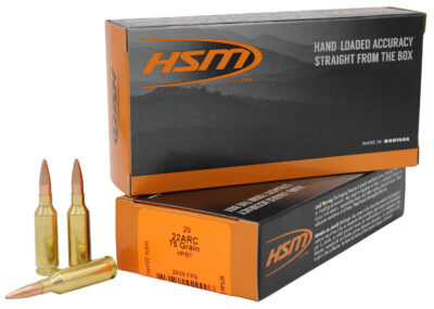 HSM 22ARC1N Varmint  22ARC 75gr Hollow Point Boat Tail 20 Per Box/25 Case