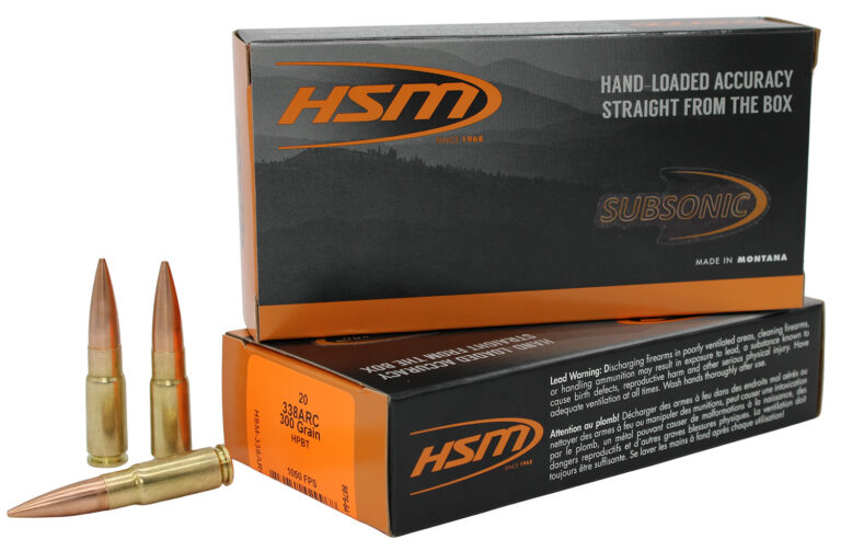 HSM 338ARC1N Subsonic  338ARC 300gr Hollow Point Boat Tail 20 Per Box/25 Case