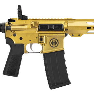 Hi-Point HP15P-556GOLD HP 15P 5.56 NATO 30+1 10.50" Black Threaded Barrel, Gold Aluminum Receiver w/Picatinny Rail, M-LOK Handguard, Blade Black Polymer Brace, Black B5 P Type 23 Grip