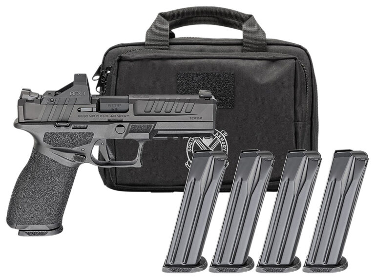 Springfield Armory EC9459BCAPAC Echelon Gear Pac *CA Compliant 9mm Luger 10+1 4.50" Black Melonite Barrel & Steel Optic Ready/Serrated Slide, Black Polymer Frame w/Picatinny Rail, Viridian RFX-11 Green Dot