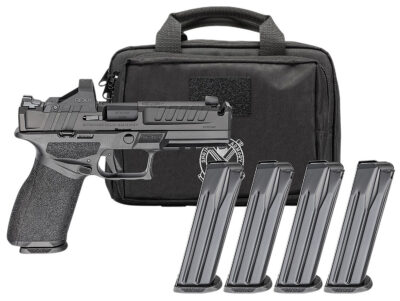 ECHELON 4.5F 9MM COMPENSATED SEMI-AUTO HANDGUN GEAR PAC W/RFX11 ECHELON 4.5F 9MM LUGER 4.5'' COMP BBL (4)10RD MAG W/RFX11