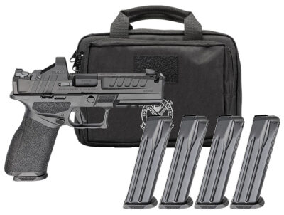 ECHELON 4.5F 9MM COMPENSATED SEMI-AUTO HANDGUN GEAR PAC W/RFX11 ECHELON 4.5F 9MM LUGER 4.5'' COMP BBL (4)15RD MAG W/RFX11