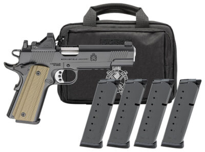 1911 OPERATOR AOS 9MM LUGER SEMI-AUTO HANDGUN GEAR PAC W/RFX11 1911 OPERATOR AOS 9MM 5''BBL (4)9RD MAG W/VIRIDIAN RFX11