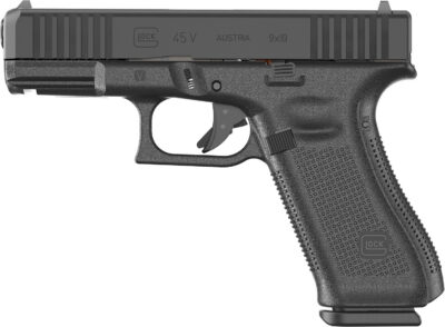 Glock PV4550201 G45 V Crossover 9mm Luger 10+1 4.02″ Black GMB Barrel, Black nDLC Steel Serrated Slide, Black Polymer Frame w/Accessory Rail, Textured polymer Grip, Ambidextrous