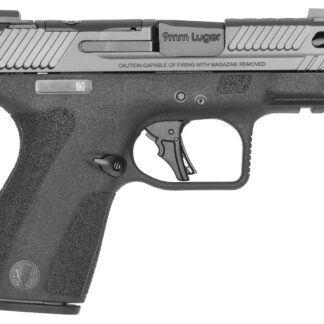 SMITH & WESSON PC M&P 9 SHIELD X CARRY COMP 9MM 3.6IN BARREL 10RD BLACK THUMB SAFETY FLUTED PORTED BARREL OPTIC READY NIGHT FRONT SIGHT 14271