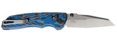 Hogue 24263 Deka  3.25″ Folding Modified Wharncliffe Plain Stone Tumbled CPM 20V SS Blade, G-Mascus Blue GRN Handle