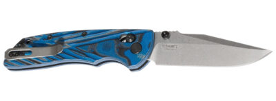 Hogue 24273 Deka  3.25″ Folding Clip Point Plain Stone Tumbled CPM MagnaCut Steel Blade, G-Mascus Blue Aluminum/G10 Handle