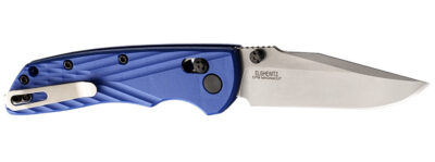 Hogue 24373 Deka  3.25″ Folding Clip Point Plain Stone Tumbled CPM MagnaCut Steel Blade, Blue Textured GRN Handle