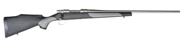 Weatherby  Vanguard Weatherguard Full Size 300 Win 3+1 26" Satin Threaded Barrel, Satin Stainless Steel Drilled & Tapped Receiver, Black/Gray Weatherguard Synthetic Stock