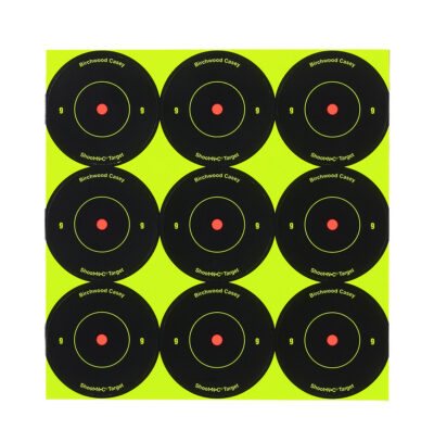 Birchwood Casey 34210 Shoot-N-C Reactive Target Self-Adhesive Paper Black/Yellow 2" Bullseye 12 Pack