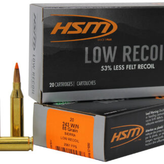 HSM 24318N Low Recoil  243 Win 85 gr Orange Polymer Tip 20 Per Box/ 25 Case