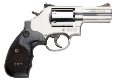Smith & Wesson 150853 Model 686 Plus 357 Mag 7rd Shot 3″ Satin Stainless Steel Barrel, Cylinder & Frame, Black/Silver Custom Wood Grip